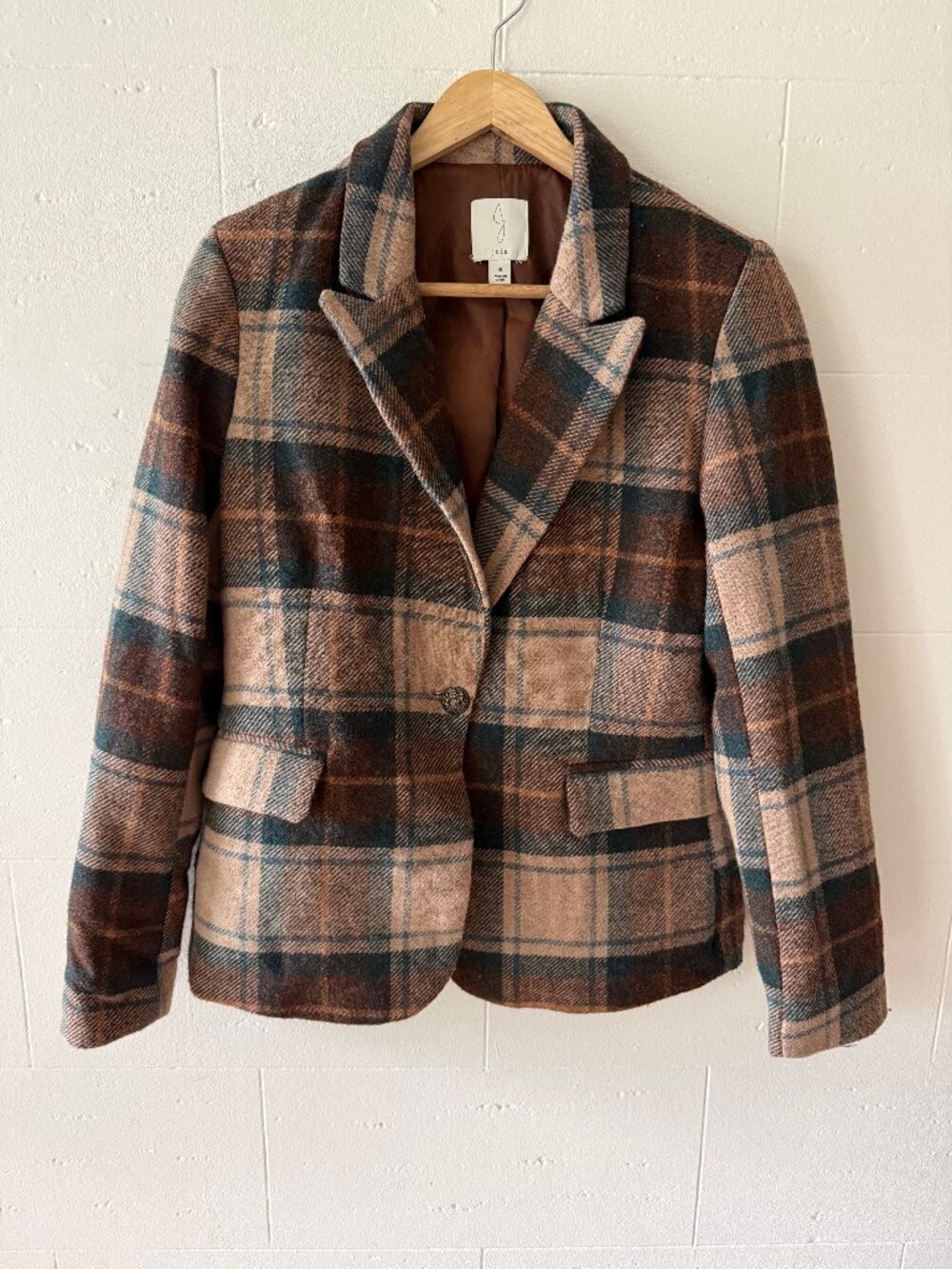 Joie Anthropologie | Joie Plaid Single-Button Blazer | Size 6